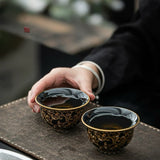“Midnight Lotus” Oriental Porcelain Tea Cup