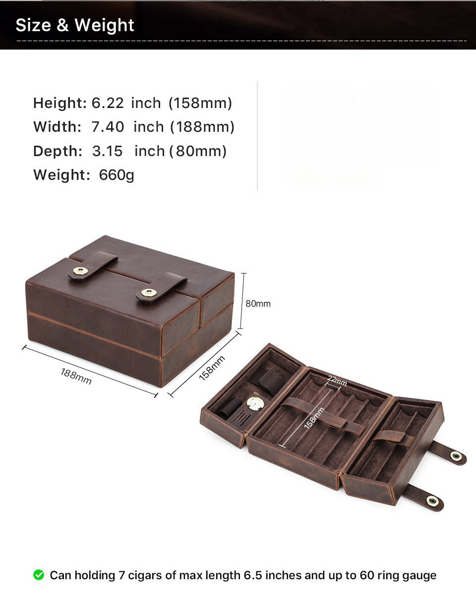 Brown jewelry box with dimensions and weight information on a white background