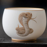 12 Zodiac Animal Tea Cups — Handcrafted Fine White Porcelain with Luxury Gift Box