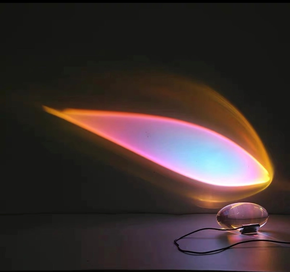 Colorful light projection on a dark background