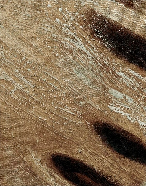 Close-up of a textured brown surface with brush strokes