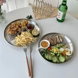 [2-Set] Stainless Steel Fried Food Tray with Oil-Draining Rack