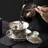 Ink Dragon” | Handmade 999 Fine Silver Kung Fu Tea Set