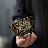 “Midnight Lotus” Oriental Porcelain Tea Cup