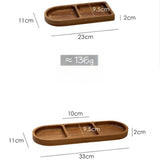 Wooden tray with dimensions and weight on a white background
