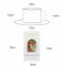 Measurement chart showing a cup, saucer, and tea bag packaging with dimensions.
