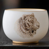 12 Zodiac Animal Tea Cups — Handcrafted Fine White Porcelain with Luxury Gift Box