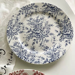 Blue floral ceramic plate – High-temperature fired 20cm tableware

