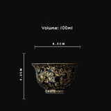 “Midnight Lotus” Oriental Porcelain Tea Cup