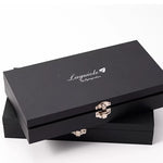 Black jewelry box with 'Laguiole by Jean Dubost' branding on a white background
