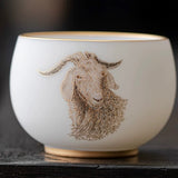 12 Zodiac Animal Tea Cups — Handcrafted Fine White Porcelain with Luxury Gift Box