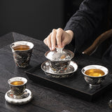 Ink Dragon” | Handmade 999 Fine Silver Kung Fu Tea Set