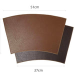 Two brown sandpaper sheets with dimensions on a white background