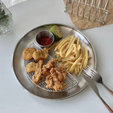 [2-Set] Stainless Steel Fried Food Tray with Oil-Draining Rack
