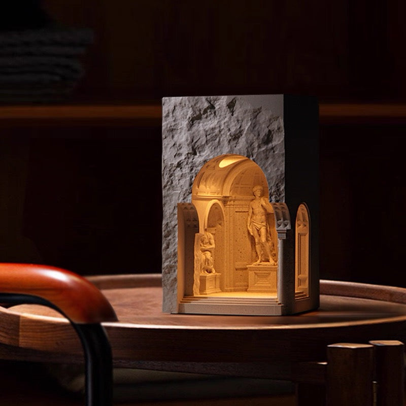 Decorative lamp with classical design on a wooden surface