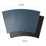 Two curved pieces of material with dimensions labeled on a white background