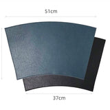 Two curved pieces of material with dimensions labeled on a white background
