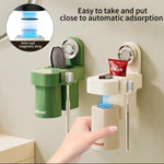 Hands-free magnetic attachment rinse cup for toothbrushes with easy grab and release function