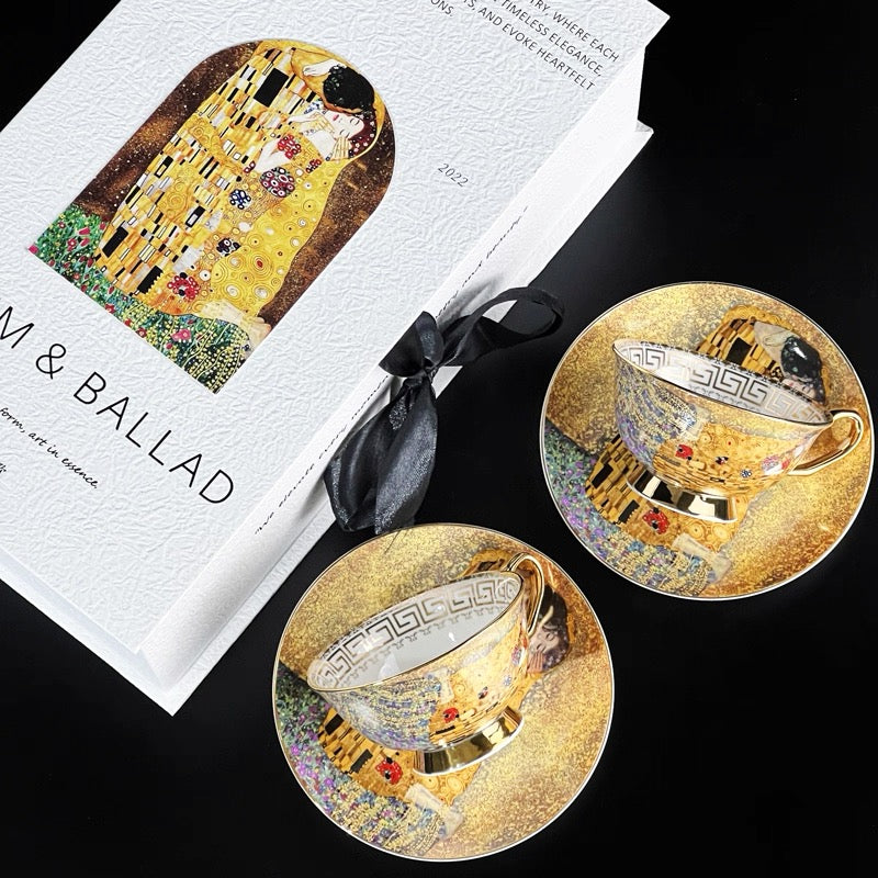 Decorative plates with artistic design on a black background