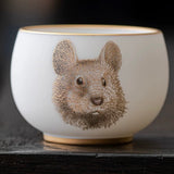 12 Zodiac Animal Tea Cups — Handcrafted Fine White Porcelain with Luxury Gift Box