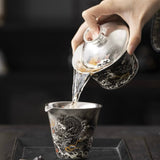 Ink Dragon” | Handmade 999 Fine Silver Kung Fu Tea Set