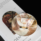 Decorative item with artistic design on a textured surface