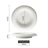 White ceramic plate with dimensions on a white background