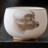 12 Zodiac Animal Tea Cups — Handcrafted Fine White Porcelain with Luxury Gift Box